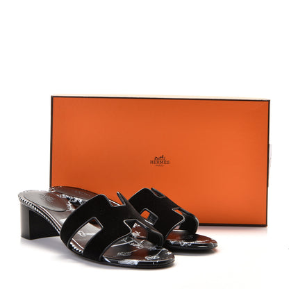 Hermes Velvet Oasis Sandals 37 Black 10 of 10