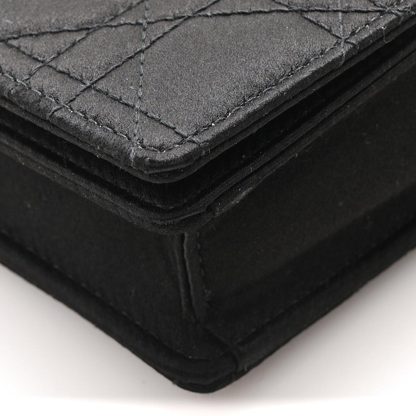 Satin Cannage Lady Dior Convertible Clutch Black