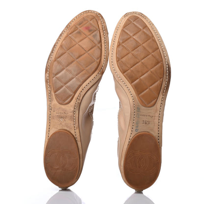 Chanel Lambskin Patent CC Elastic Cap Toe Ballerina Flats 38.5 Light Beige 4 of 4