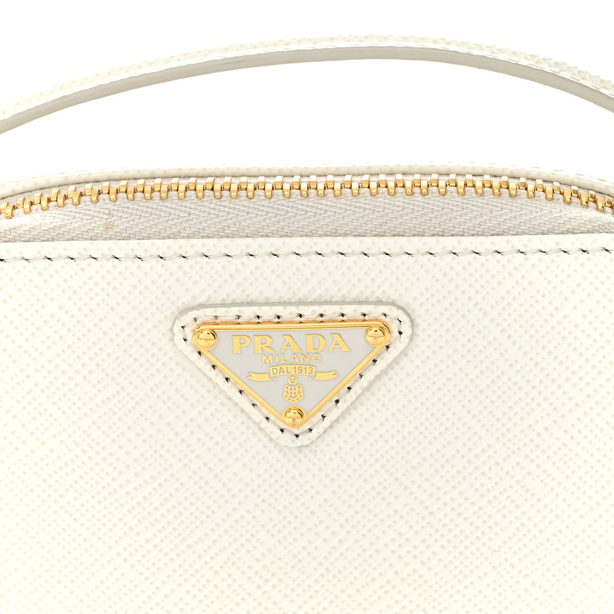 Prada Saffiano Metal Triangle Logo Mini Pouch with Handle White 8 of 10