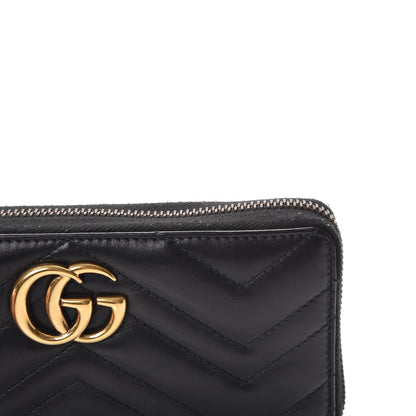 Gucci Calfskin Matelasse GG Marmont Zip Around Wallet Black 8 of 9