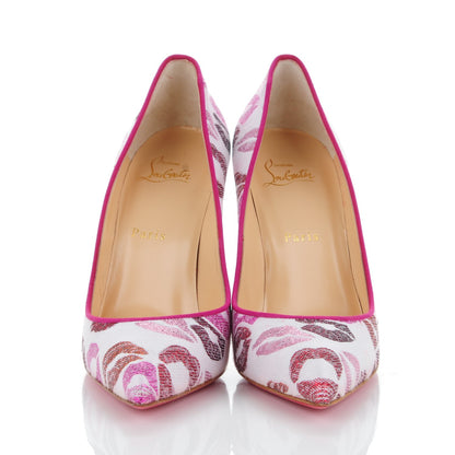 Christian Louboutin Metallic Lurex Lips Print Strass Cosmopump 100 Pumps 39 White 2 of 8