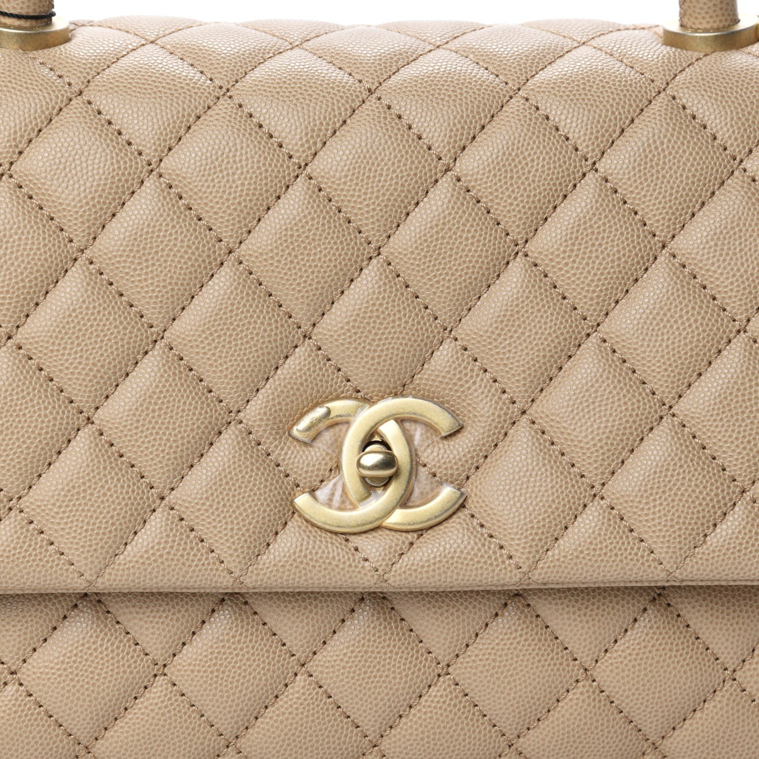 Chanel Caviar Quilted Small Coco Handle Flap Beige 10 of 11