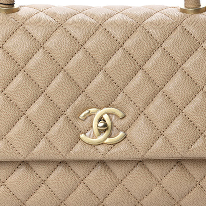 Chanel Caviar Quilted Small Coco Handle Flap Beige 10 of 11