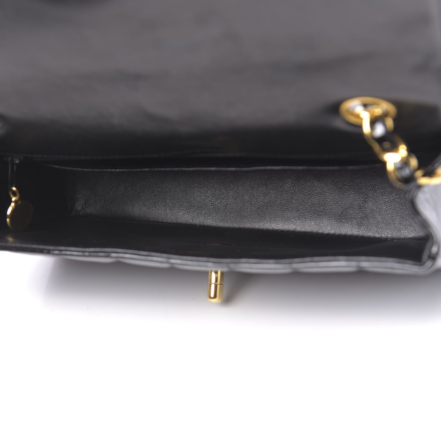 Patent Vertical Quilted Mini Rectangular Flap Black