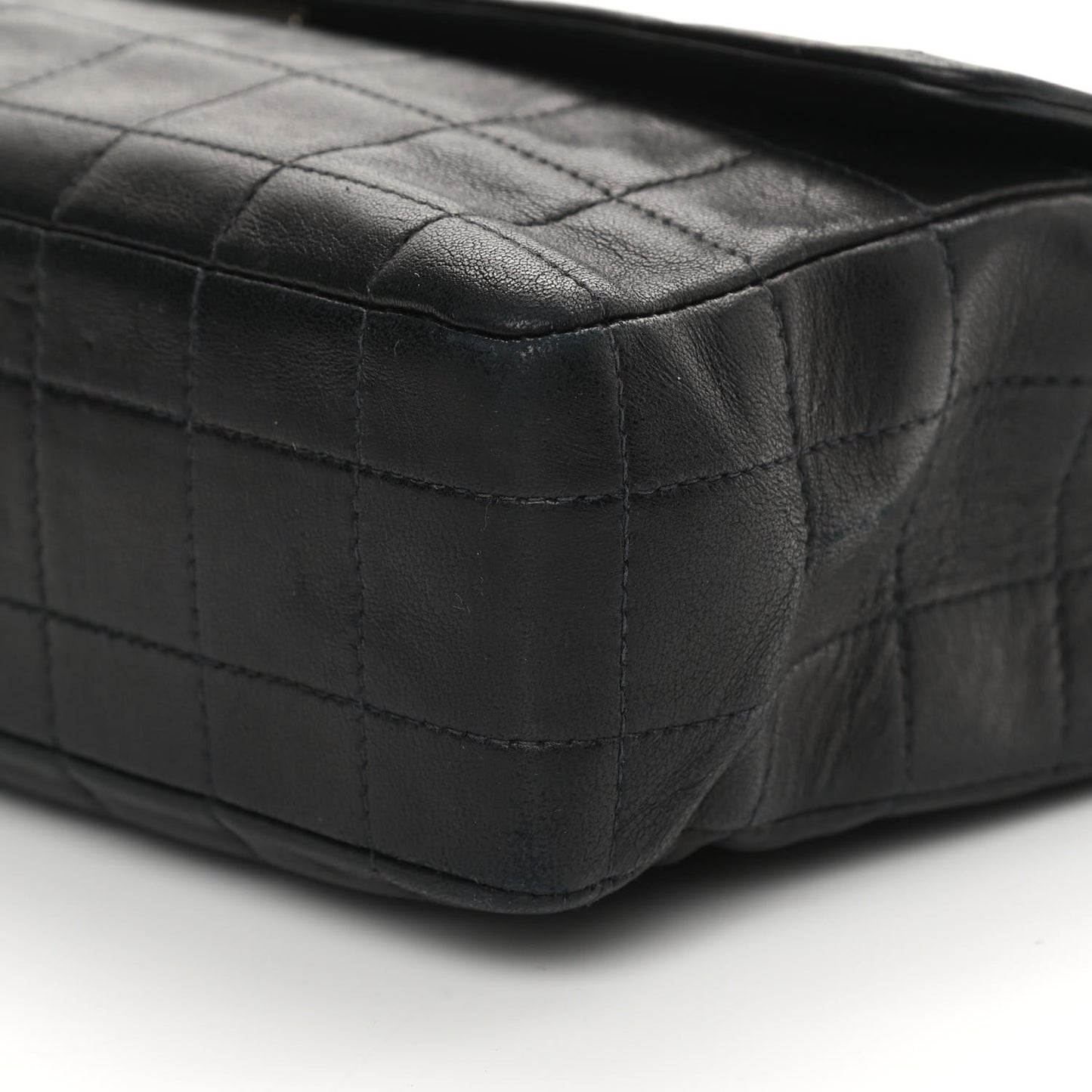 Lambskin Chocolate Bar Mademoiselle Flap Black