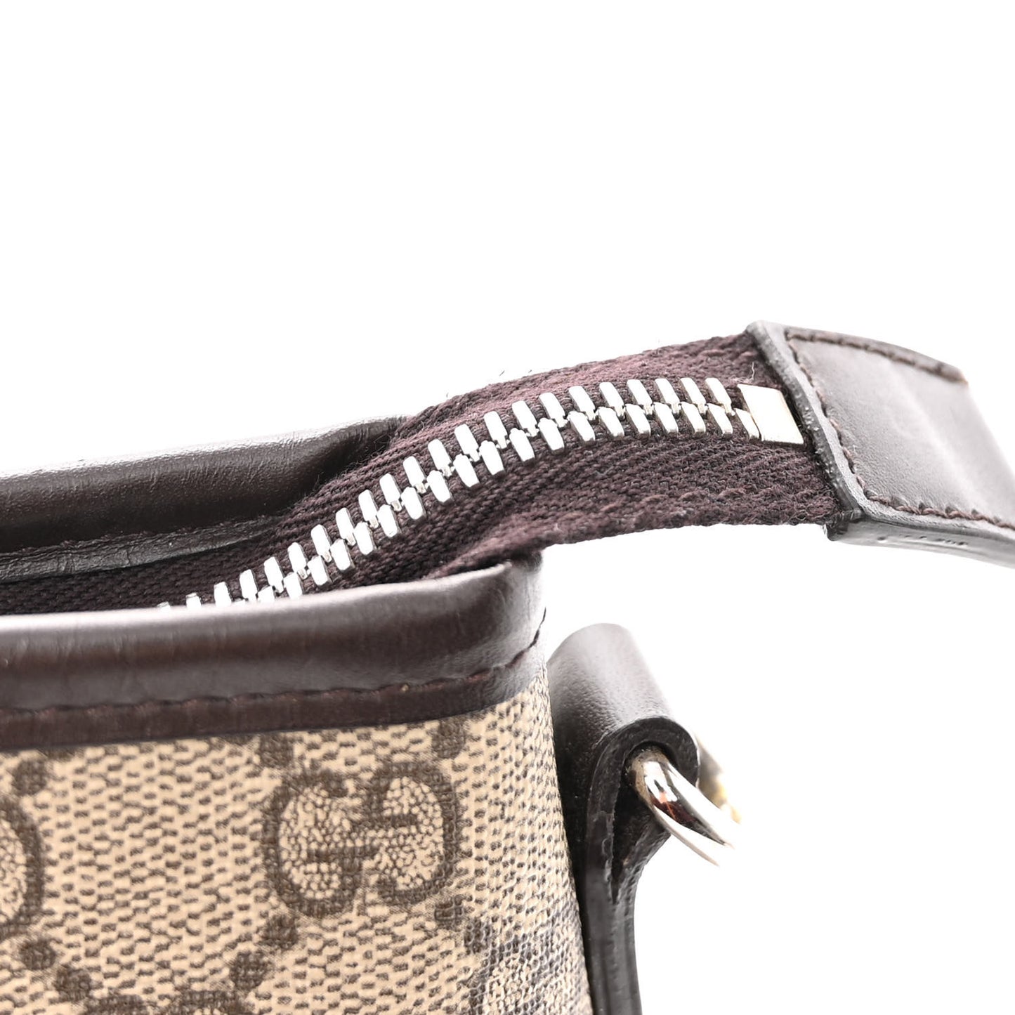 GG Supreme Monogram Small Zippered Tote Dark Brown