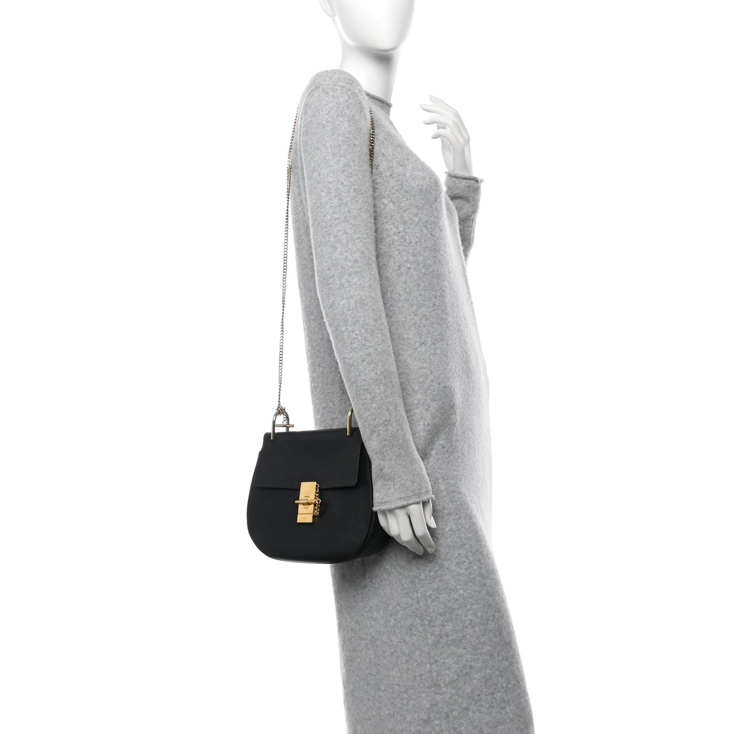 Grained Lambskin Drew Shoulder Bag Black