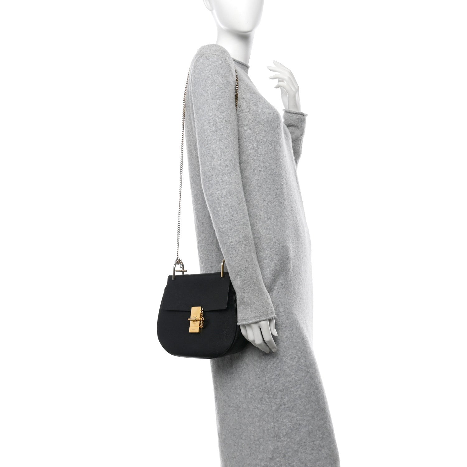 Chloe Grained Lambskin Drew Shoulder Bag Black 2 of 13