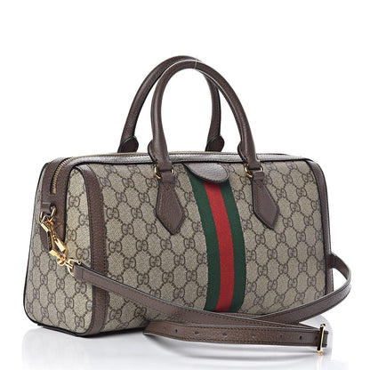Gucci GG Supreme Monogram Web Medium Ophidia Boston Brown 3 of 10