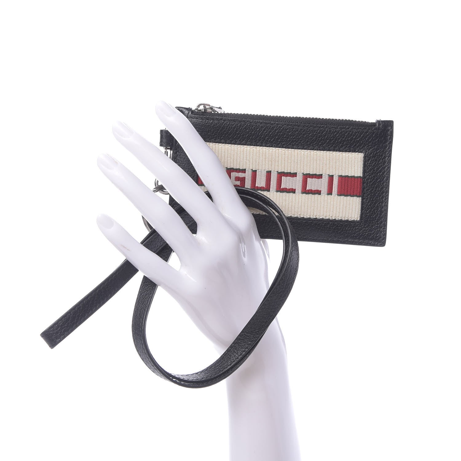Gucci Calfskin Logo Lanyard Card Case Black 2 of 7