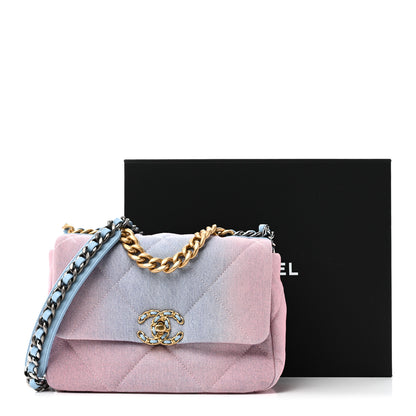 Chanel Denim Quilted Medium Chanel 19 Flap Blue Pink 11 of 11
