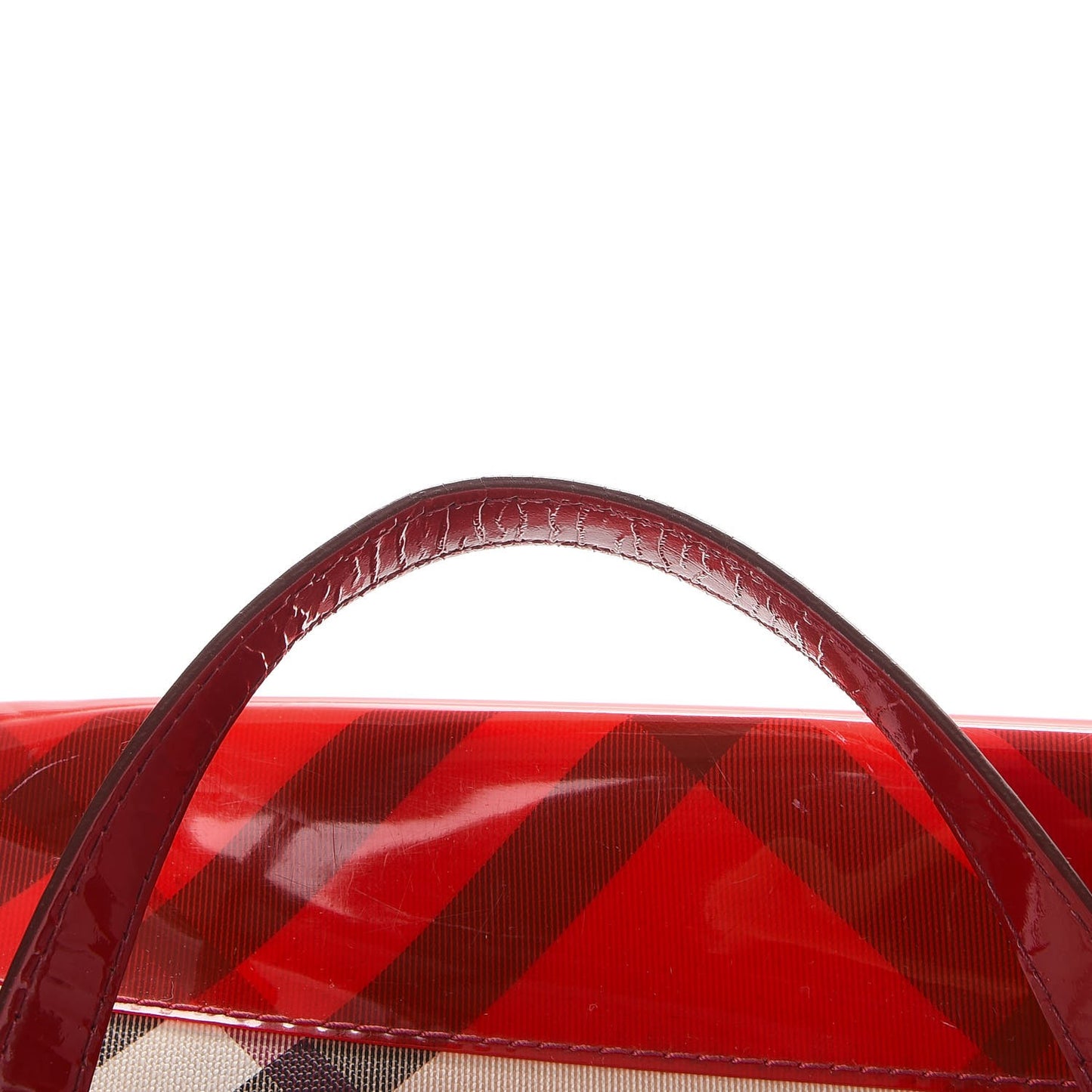 Supernova Check Patent Trim Shopper Tote Bag Red