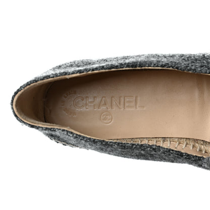 Chanel Tweed Velvet CC Espadrilles 41 Grey Black 7 of 9