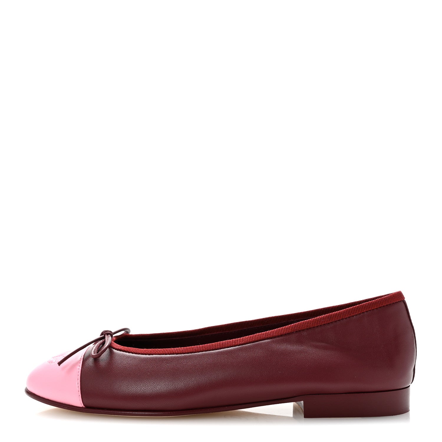 Chanel Lambskin Cap Toe CC Slingback Flats 35 Burgundy Pink 36 Burgundy Pink 1 of 11
