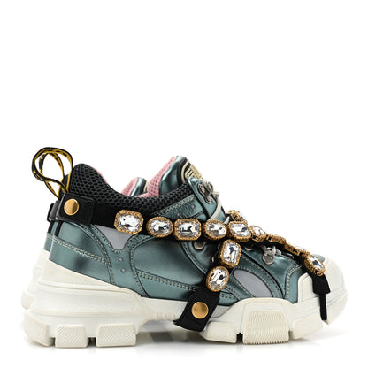 Gucci X SEGA Metallic Calfskin Removable Crystals Womens Flashtrek Sneakers 37.5 Lago 5 of 9