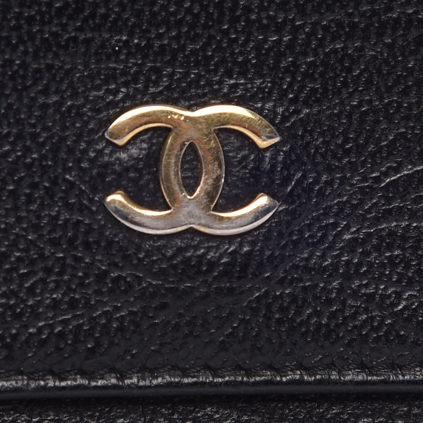 Goatskin Compact CC Flap Wallet Black