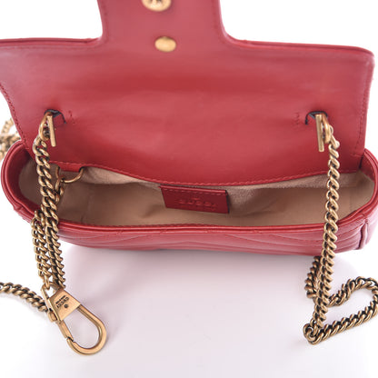 Gucci Calfskin Matelasse Super Mini GG Marmont Shoulder Bag Hibiscus Red 6 of 9