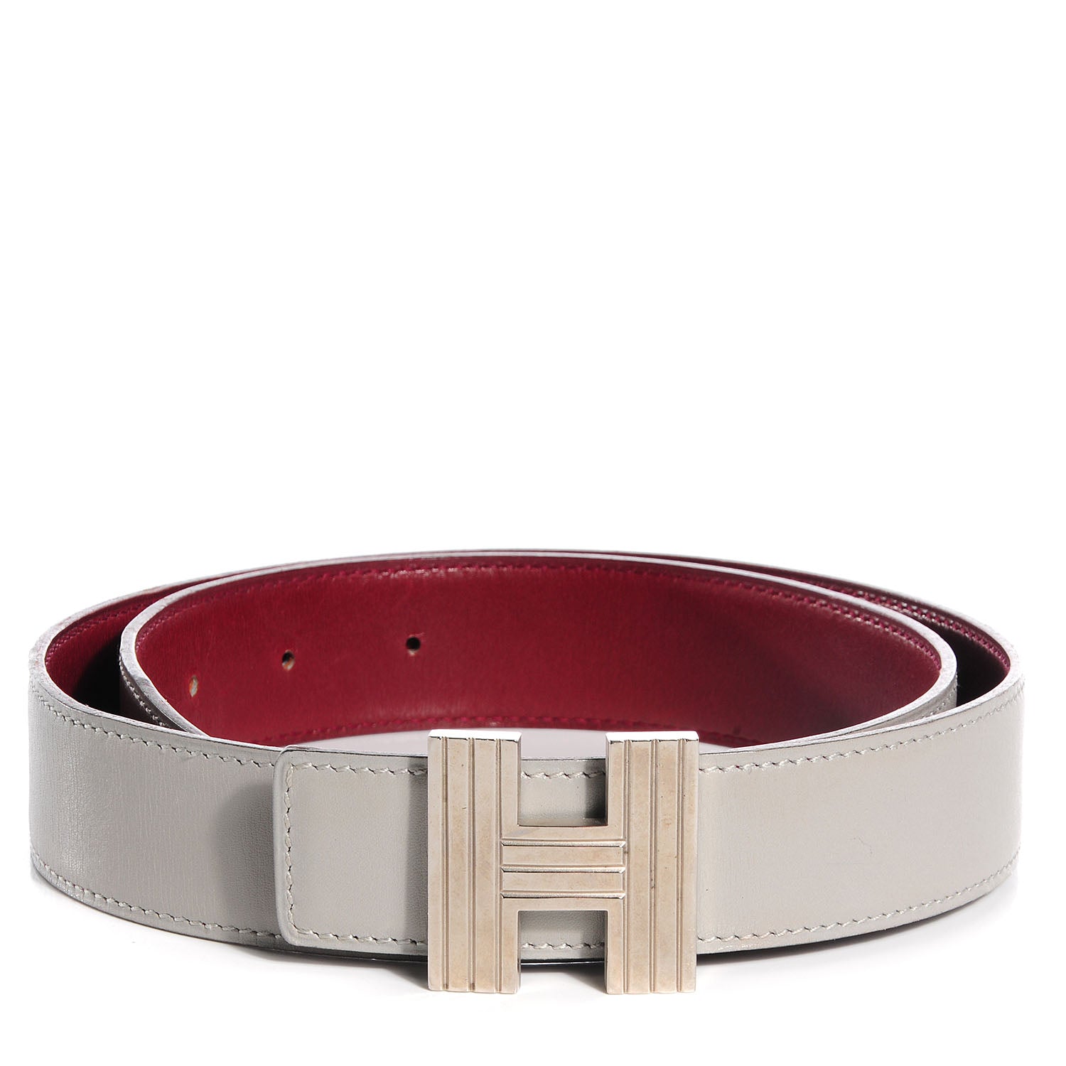 Hermes Box Cadena H 32mm Belt Rouge Vif Gris Pale 1 of 7