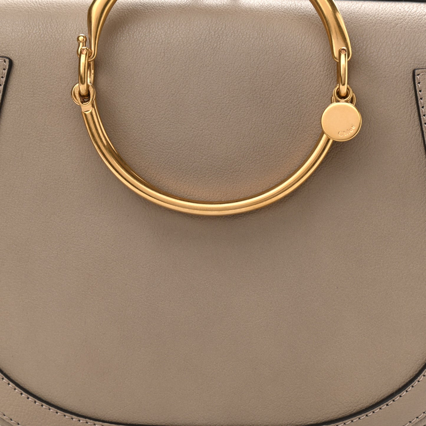 Calfskin Suede Medium Nile Bracelet Bag Motty Grey