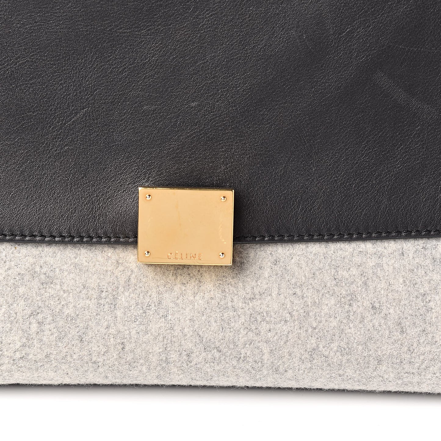 Felt Smooth Calfskin Medium Trapeze Pearl Grey