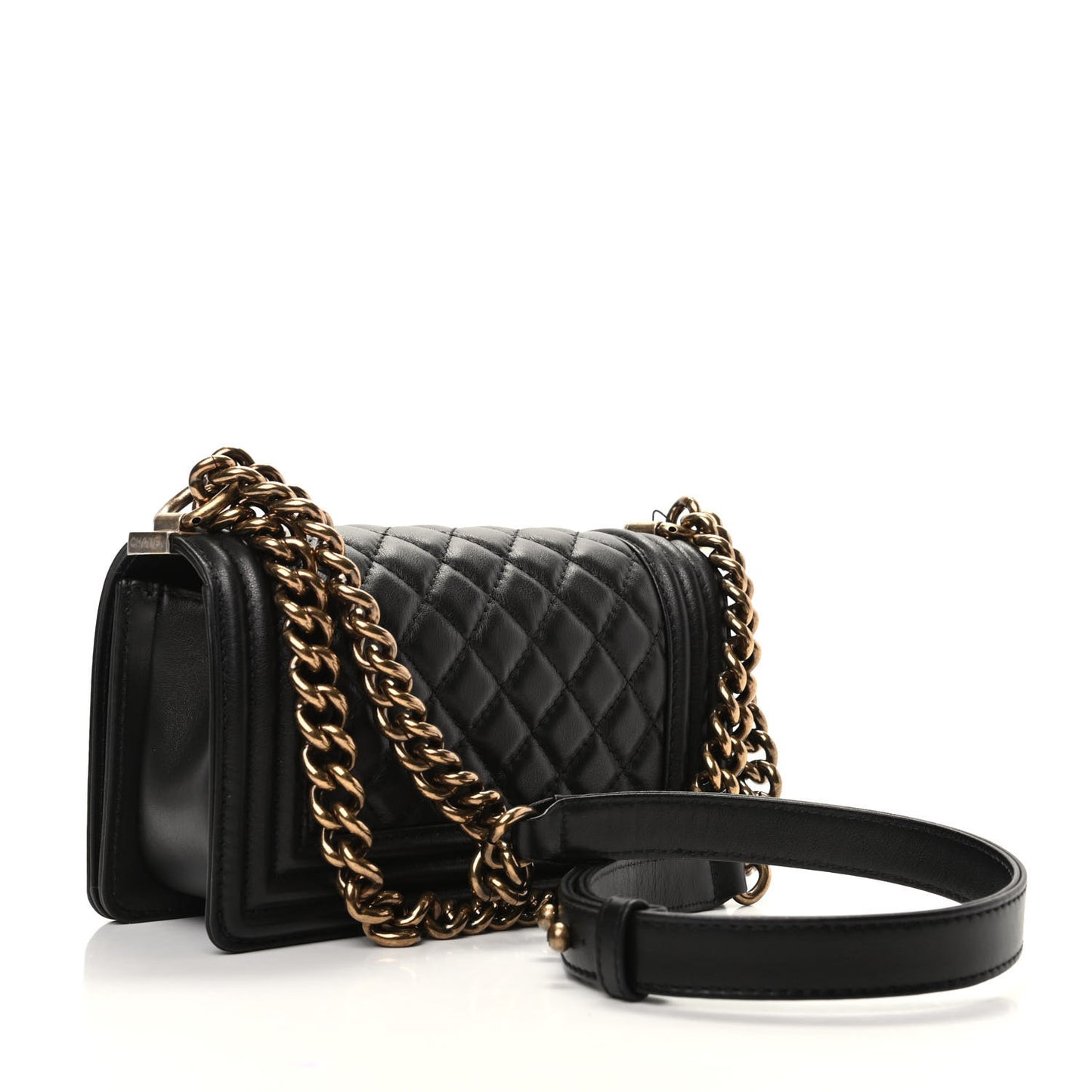 Calfskin Quilted Gripoix Small Boy Flap Black