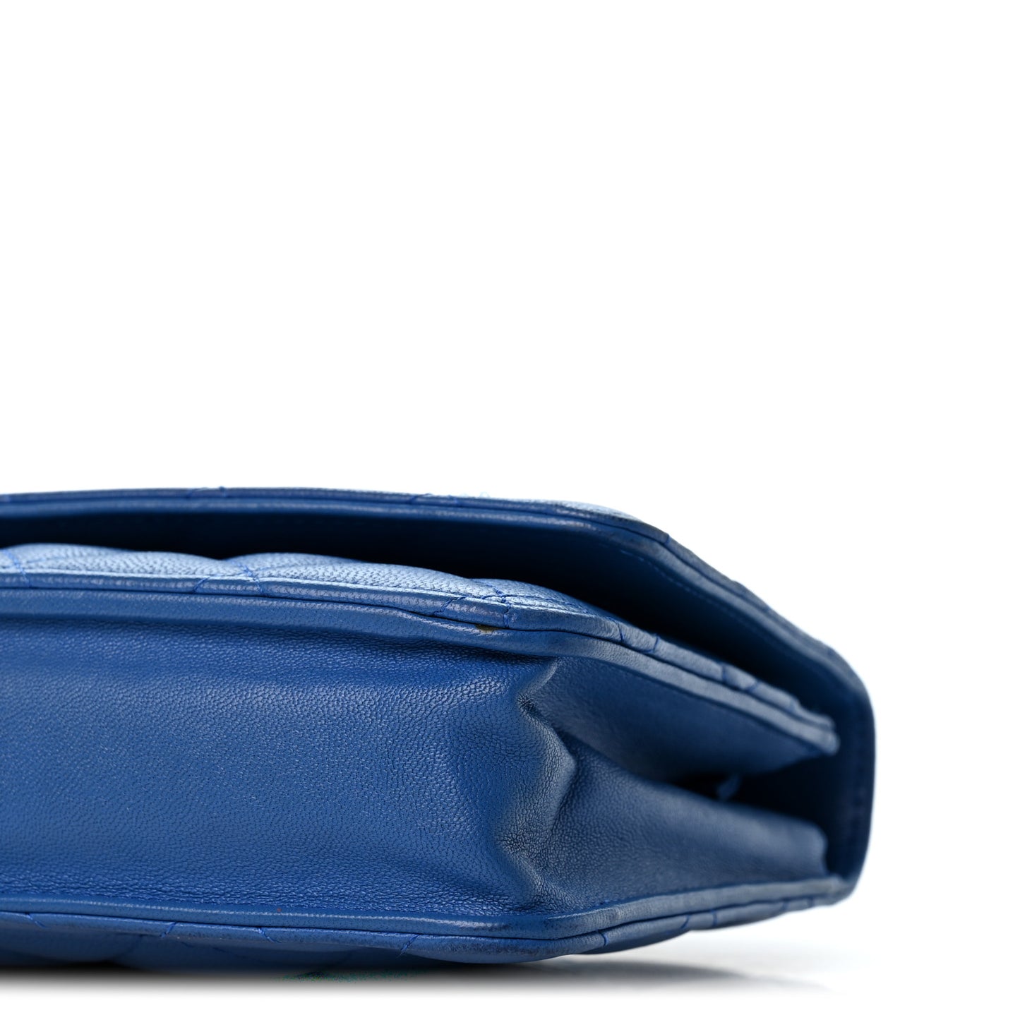 Lambskin Quilted Wallet On Chain WOC Blue