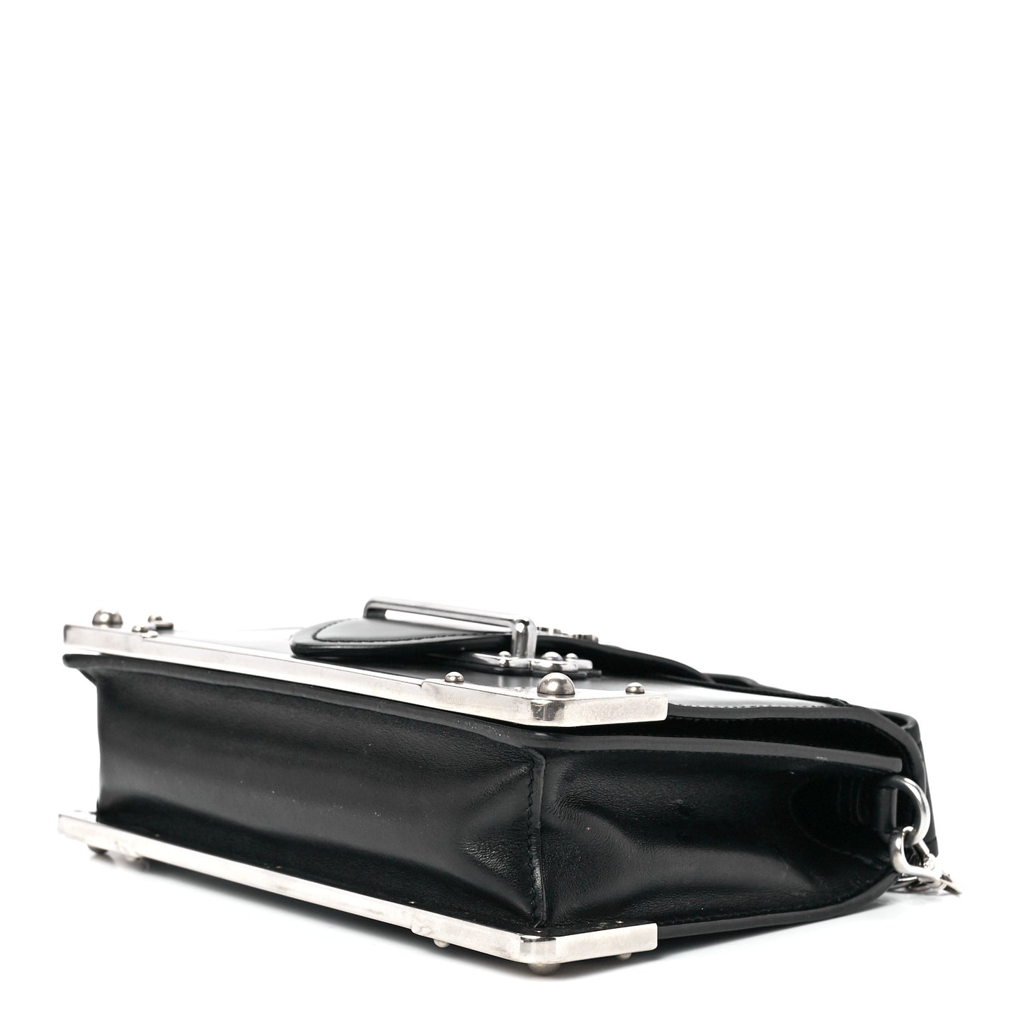 City Calfskin Cahier Chain Wristlet Clutch Black