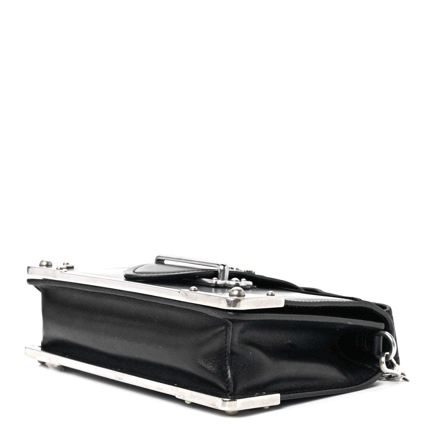 Prada City Calfskin Cahier Chain Wristlet Clutch Black 8 of 10