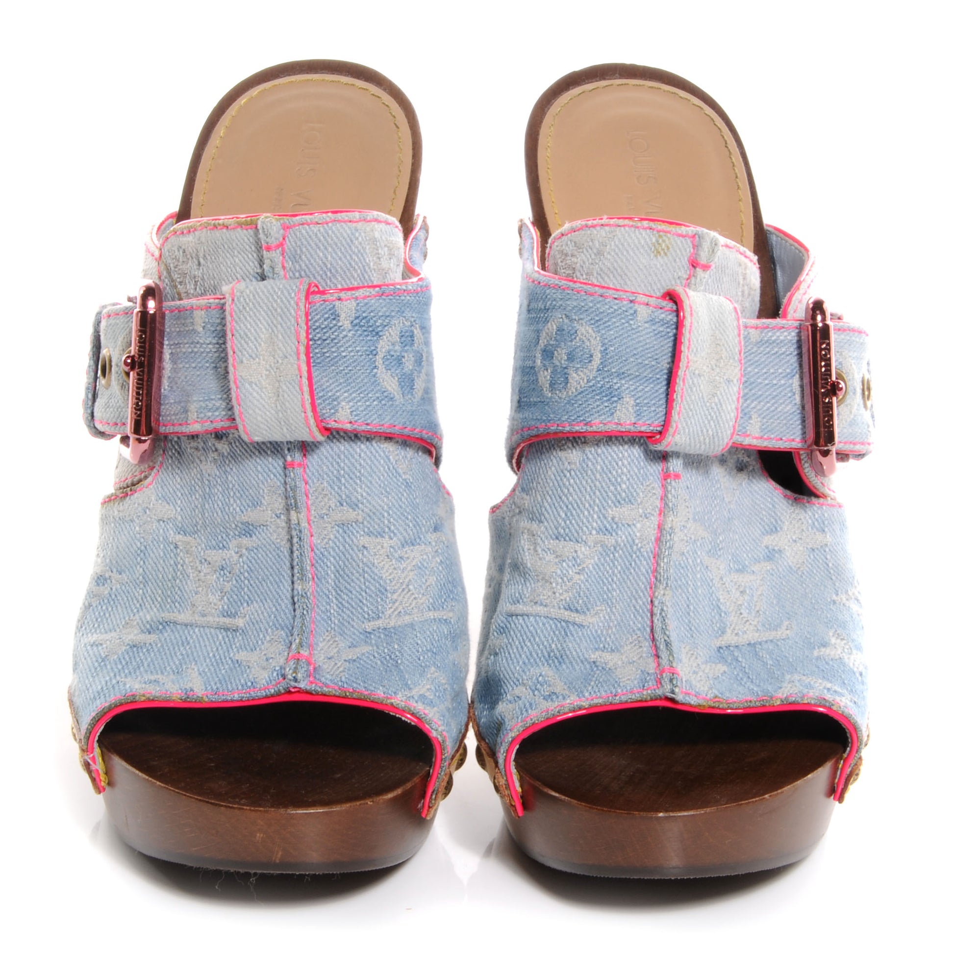Louis Vuitton Rosa Denim Mule Clogs 38 2 of 7