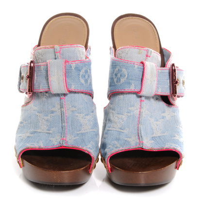 Louis Vuitton Rosa Denim Mule Clogs 38 2 of 7
