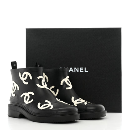 Chanel Rubber CC Print Boots 37 Black 9 of 9