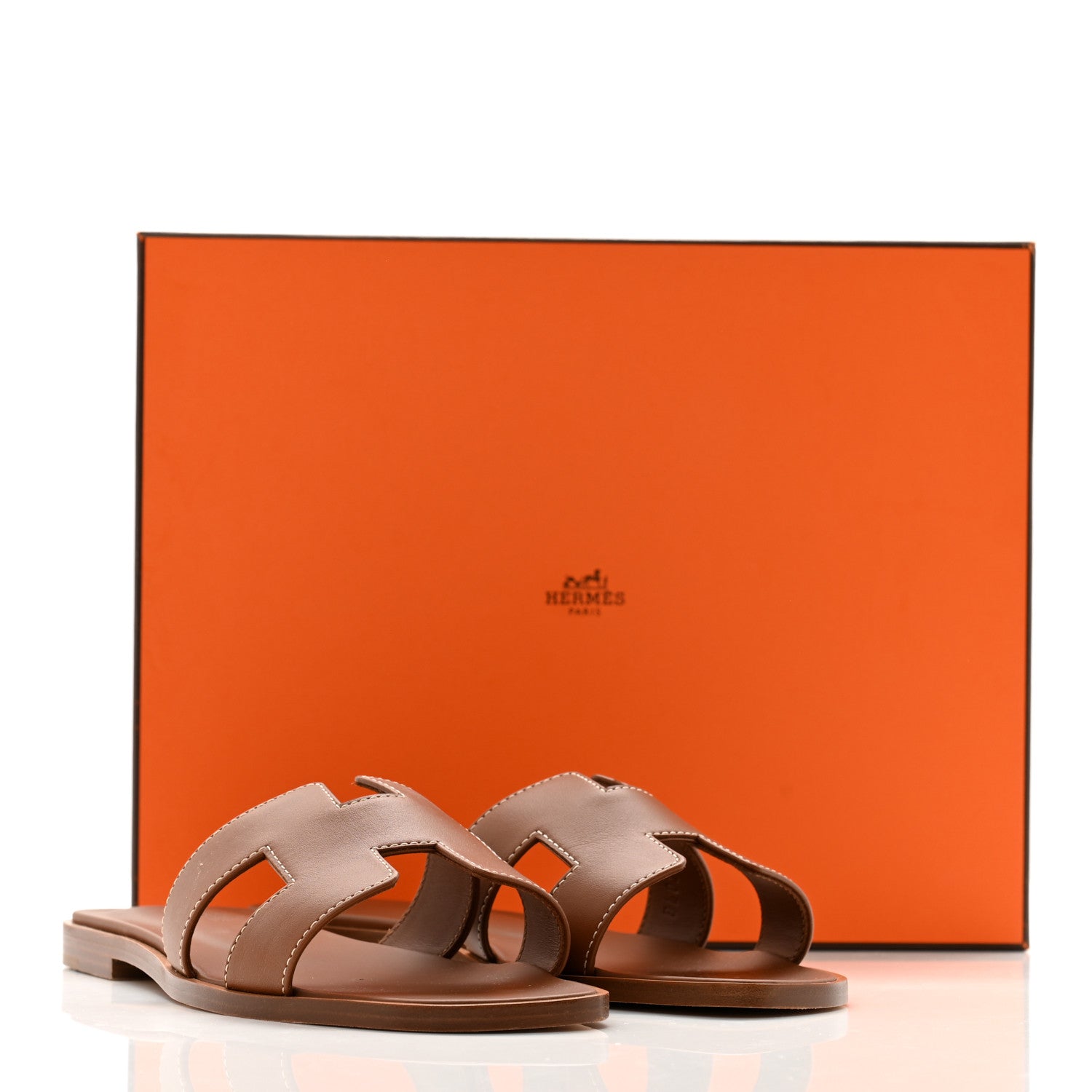 Hermes Box Calfskin Oran Sandals 37 Gold 11 of 11