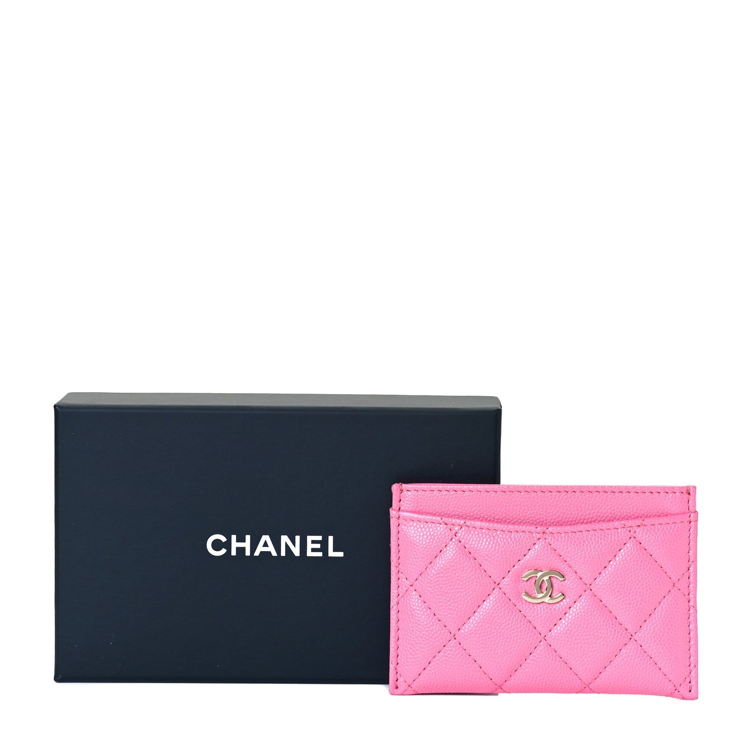 Caviar Quilted Card Holder Pink