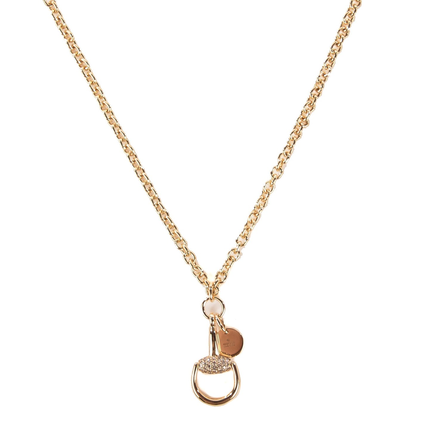 18K Yellow Gold Diamond Horsebit Pendant Necklace