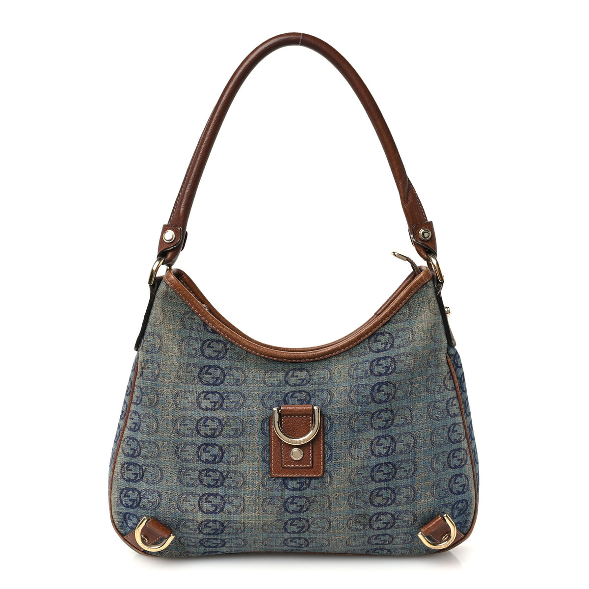 Gucci Denim GG Medium Abbey Ring Hobo Blue 1 of 10