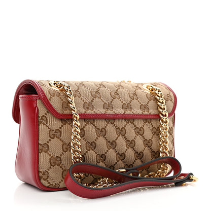 Gucci Monogram Azalea Calfskin Matelasse Diagonal Mini GG Marmont Shoulder Bag Beige Ebony New Cherry Red 2 of 7