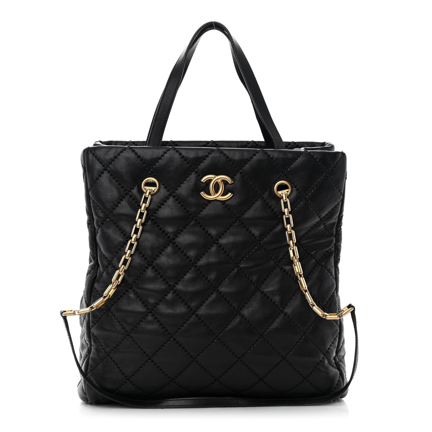 Chanel Calfskin Quilted Large Retro Chain Tote Black 1 of 18