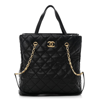 Chanel Calfskin Quilted Large Retro Chain Tote Black 1 of 18