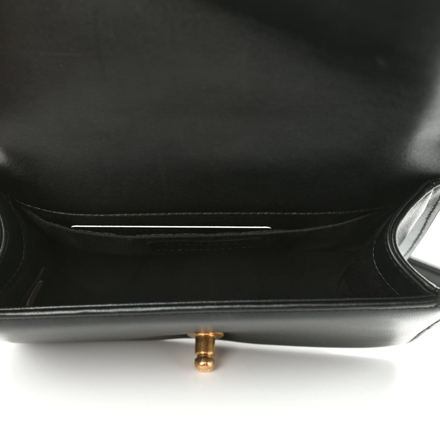 Calfskin Quilted Small Boy Flap Black