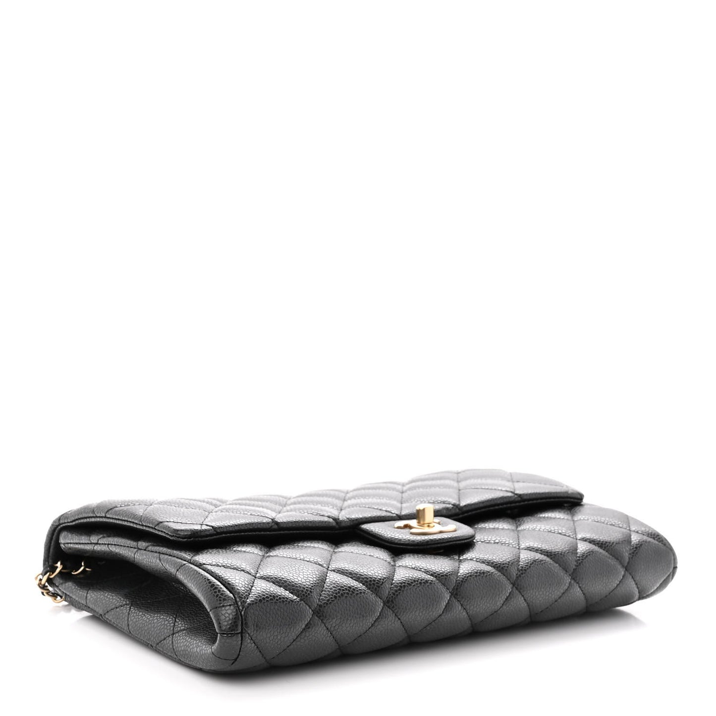 Caviar Quilted Clutch With Chain Flap Black