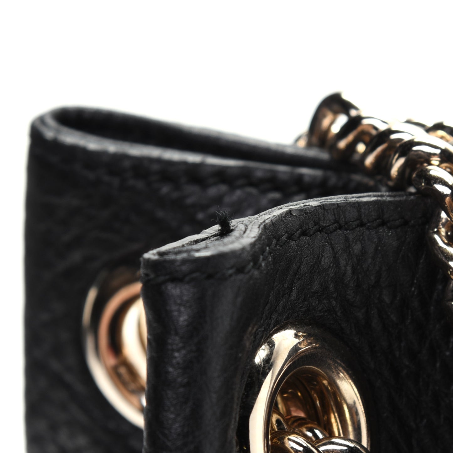 Pebbled Calfskin Medium Soho Chain Shoulder Bag Black