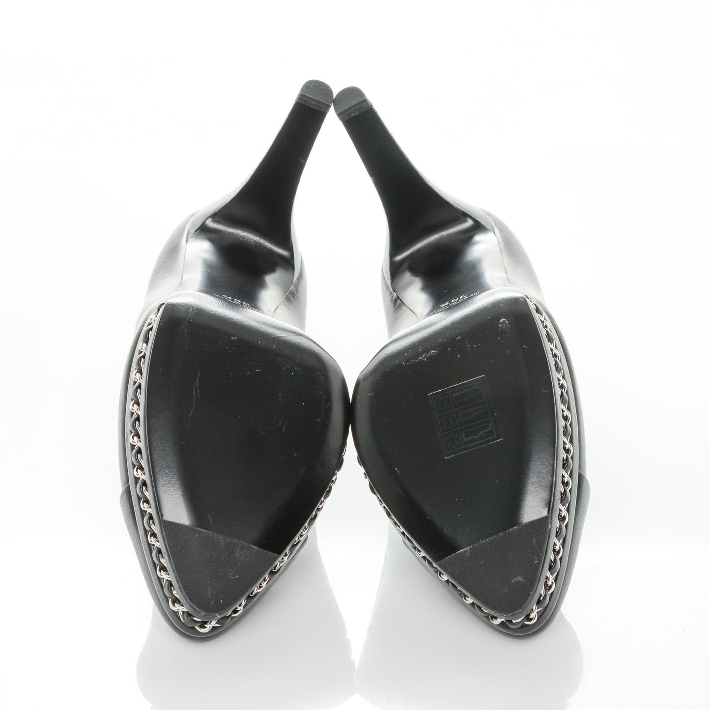 Calfskin Platform Chain Pumps 39.5 Black