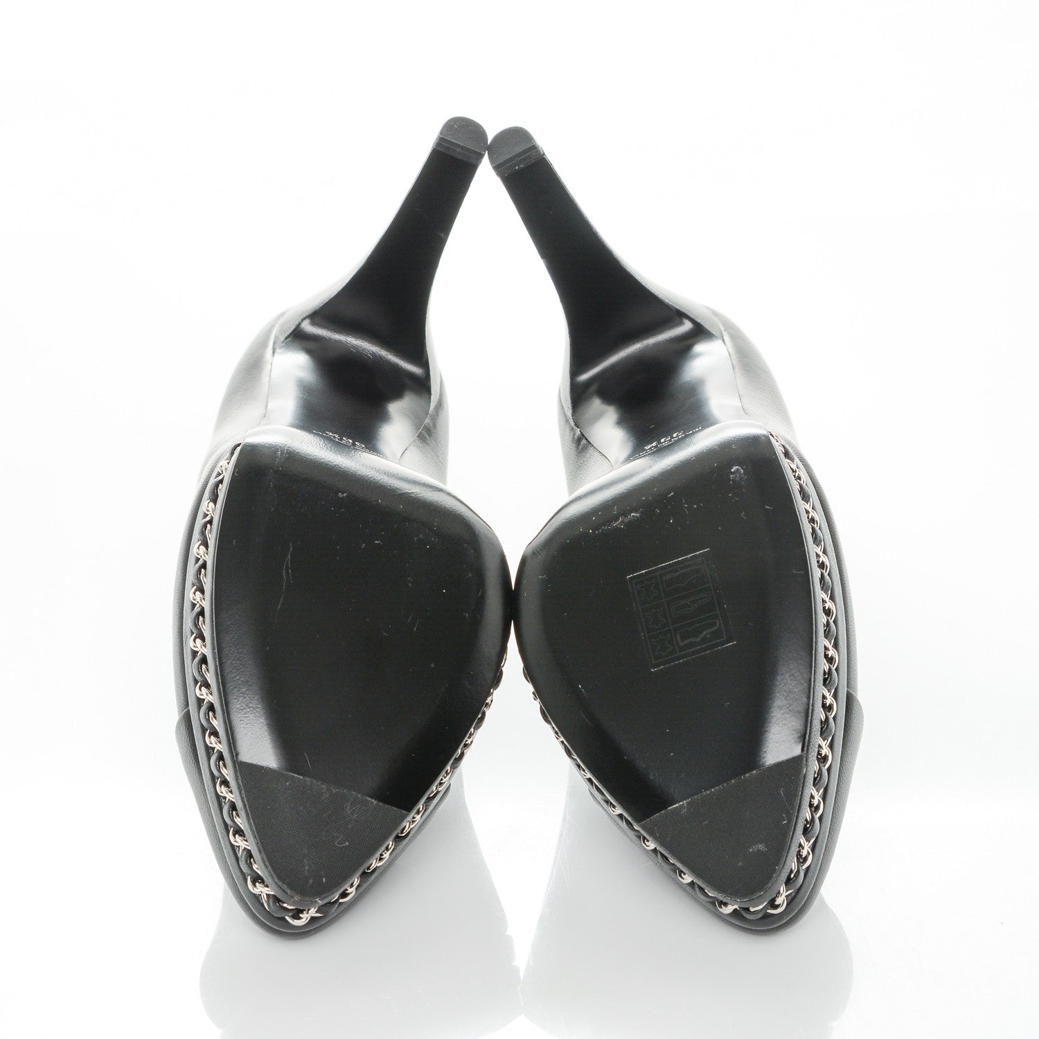 Chanel Calfskin Platform Chain Pumps 39.5 Black 6 of 7