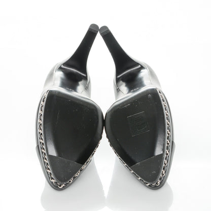 Chanel Calfskin Platform Chain Pumps 39.5 Black 6 of 7