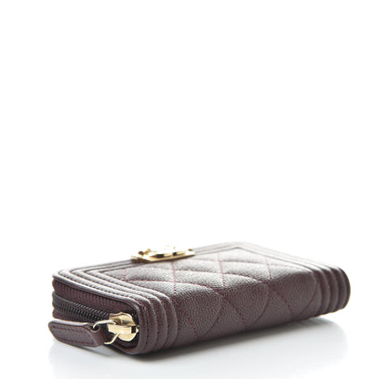 Chanel Caviar Quilted Boy Zip Around Coin Purse Wallet Dark Purple 4 of 8
