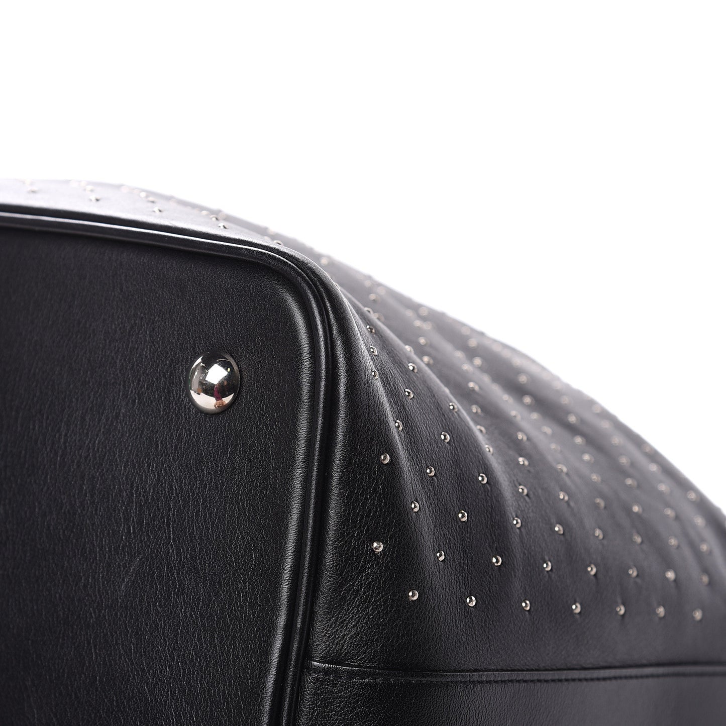 Calfskin Studded Medium Emmanuelle Bucket Bag Black