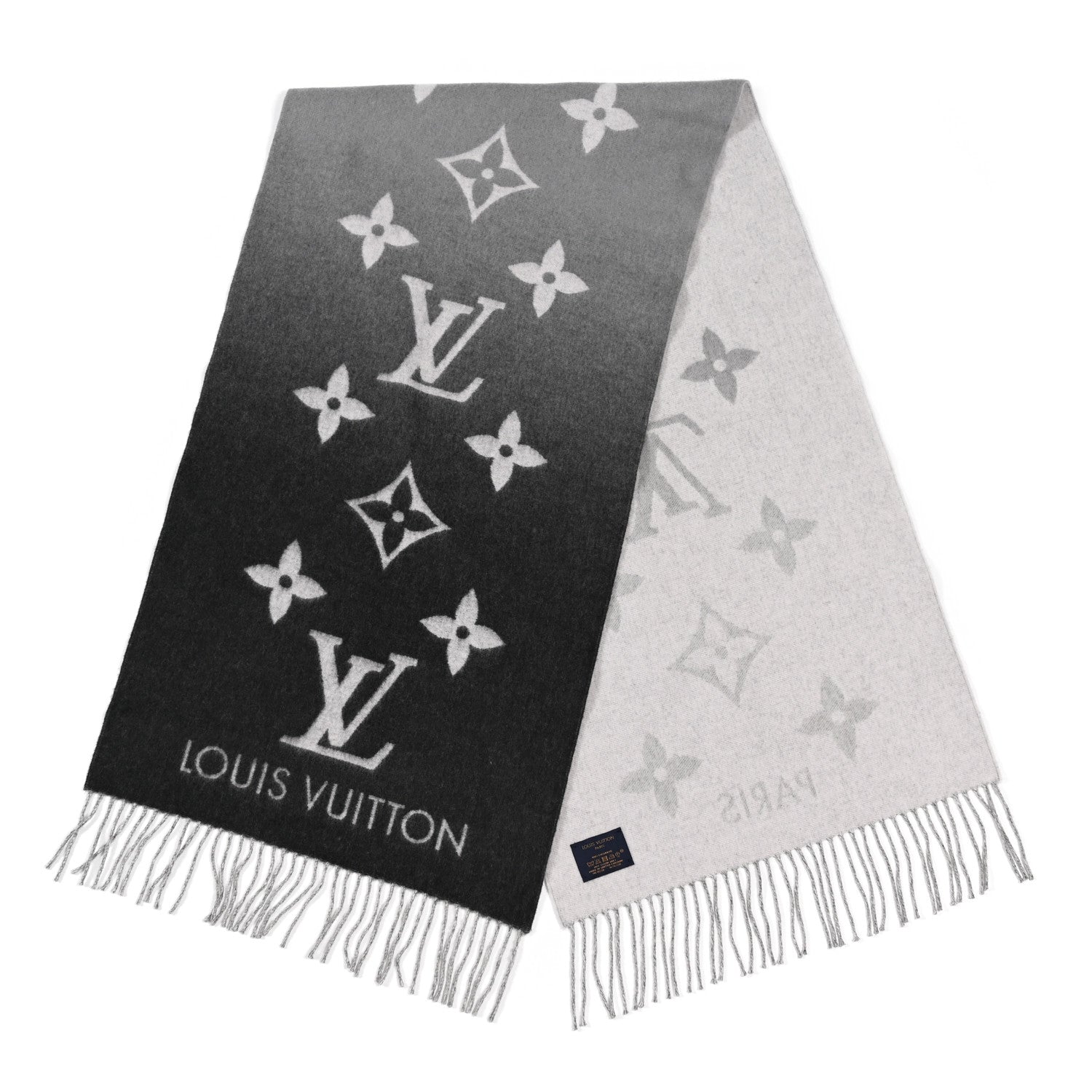 Louis Vuitton Cashmere Monogram Degrade Reykjavik Scarf Black 1 of 3