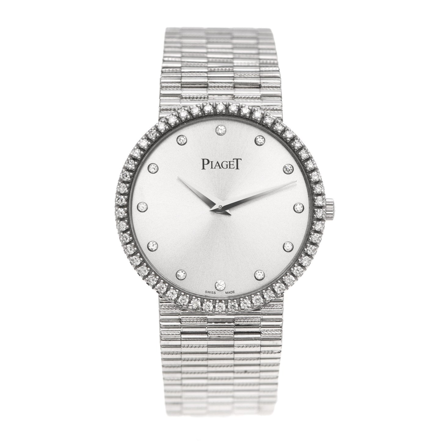 18K White Gold Diamond Bezel 32mm Mecanique Manual Winding Watch
