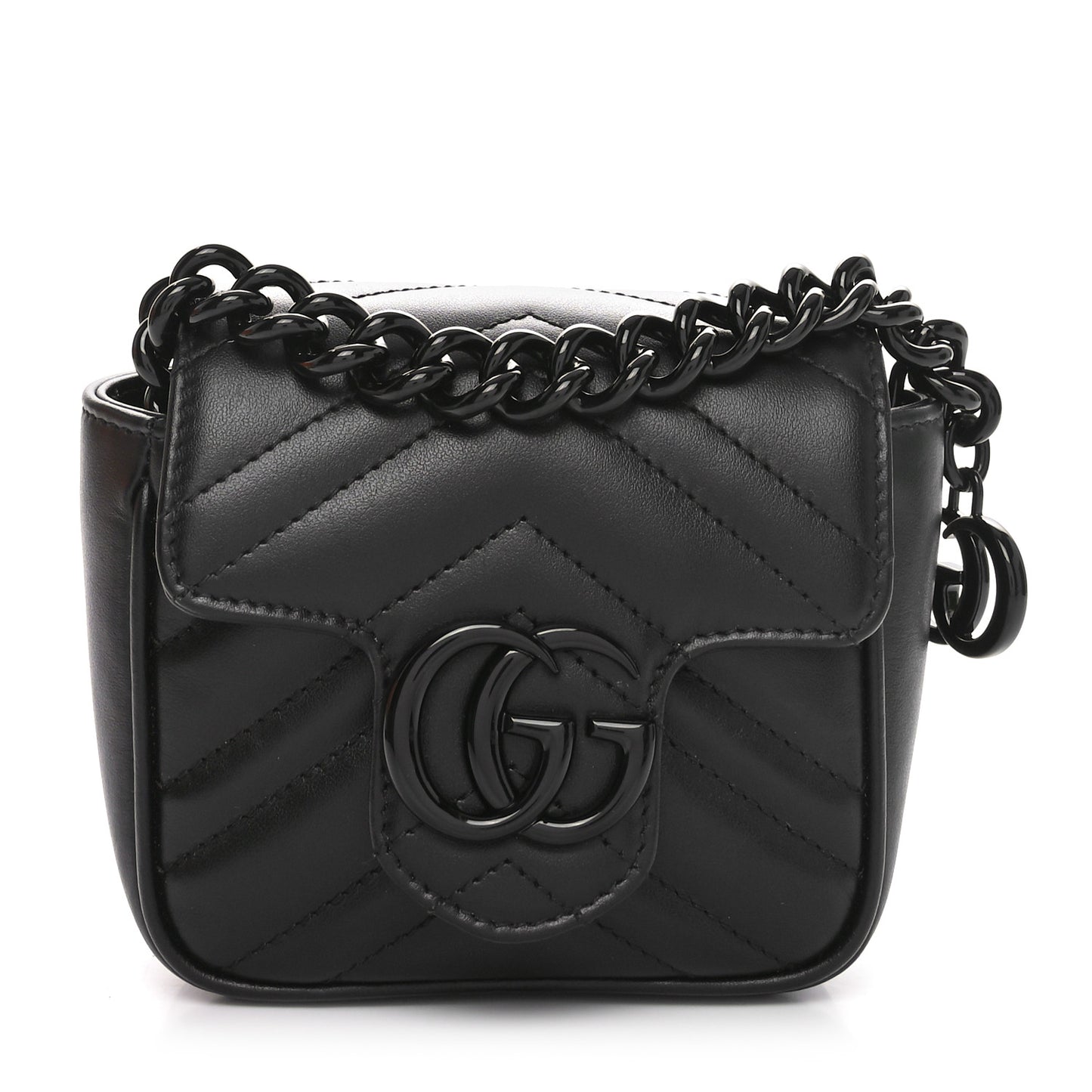 Calfskin Matelasse Monochrome GG Marmont Chain Mini Belt Bag Black